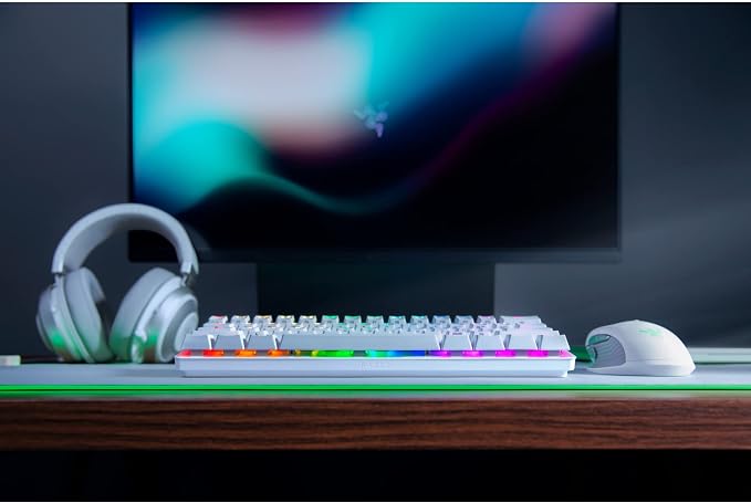 Razer Huntsman Mini 60% Gaming Keyboard: Fast Keyboard Switches - Clicky Optical Switches - Chroma RGB Lighting - PBT Keycaps - Onboard Memory - Snap Tap - White - Image 2