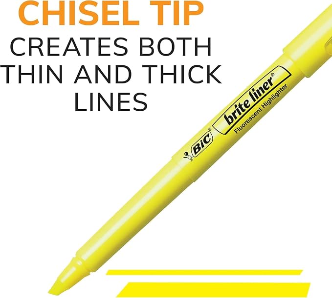 BIC Brite Liner Highlighters, Chisel Tip, 12-Count Pack of Highlighters Assorted Colors, Ideal Highlighter Set for Organizing and Coloring (Pack of 3) - Image 3
