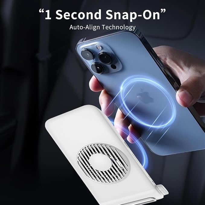 Magnetic Phone Fan 3-in-1 Hands-Free Neck/Waist/Handheld, 80g Lightweight 3 Speeds Portable Fan with Universal Metal Plate, Cooling for Travel Gym Office All Phones - Image 2