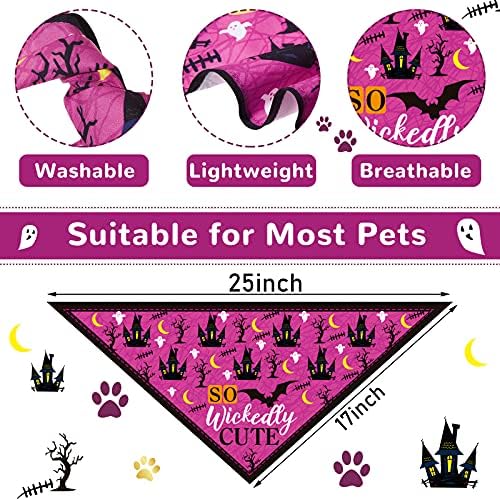 Weewooday 8 Pcs Halloween Dog Bandanas Adjustable Pet Scarf,Witch Style - Image 3