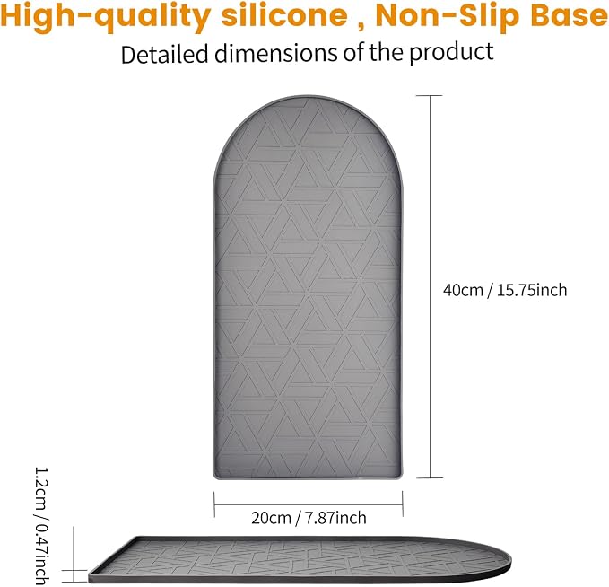 Silicone Coffee Mat,15.8"x7.9" Coffee Bar Mats for Countertop,Espresso Mat, Silicone Heat Resistant Mat for Espresso Machine/Coffee Maker（ (GREY) - Image 3