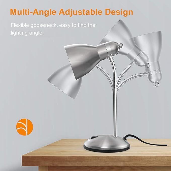 LEPOWER Metal Desk Lamp, Adjustable GooseNeck Reading Light for Bedroom | Compact & Sturdy, Space-Saving for Bedside & Dorm, E26 Table Lamp, Eye-Caring, Ideal for Study, Office, Back to School - Image 5