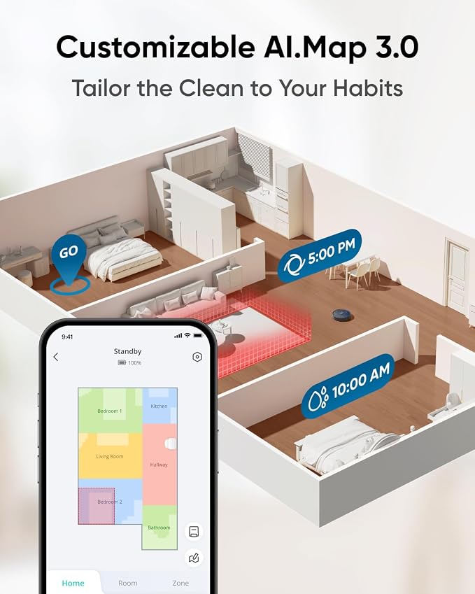 eufy X10 Pro Omni Robot Vacuum and Mop Combo,Dual Mops with 12 mm Auto-Lift | 8,000 Pa Suction, Carpet Detection, AI Obstacle Avoidance, Auto Mop Washing, Auto Drying, Self-Emptying - Image 6
