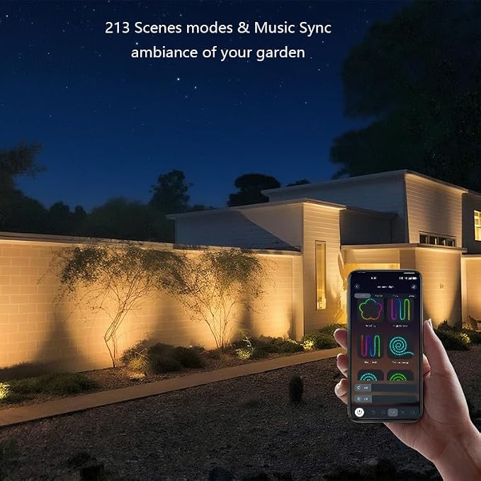 Smart Landscape Spotlights,Solar Low Voltage IP67 Waterproof Outdoor Spot Lights Compatible with APP/Remote Control Color Changing Lights for Yard Garden Pathway Lawn Tree Festival 2pack - Image 3