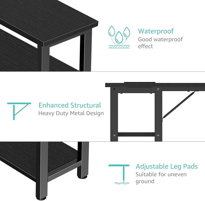Lufeiya Small L Shaped Desk with Power Outlet Shelves, 40 Inch Corner Computer Desk for Small Space Home Office, L-Shaped Gaming Desk PC Desks with Charging Station, Black - Image 9