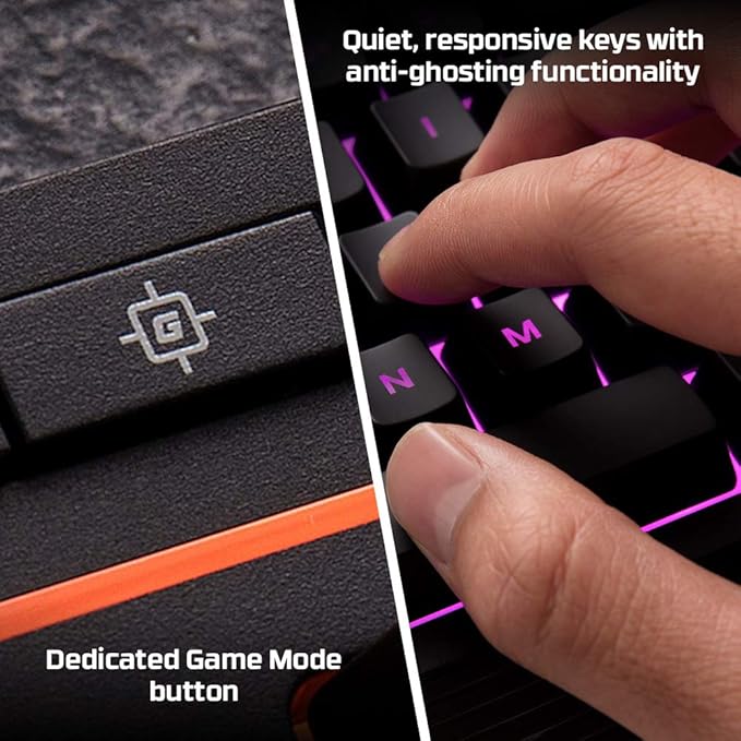 HyperX Alloy Core RGB – Membrane Gaming Keyboard, Comfortable Quiet Silent Keys with RGB LED Lighting Effects, Spill Resistant, Dedicated Media Keys, Compatible with Windows 10/8.1/8/7 – Black - Image 4