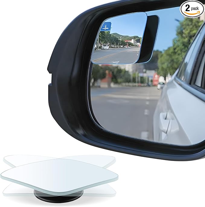 LivTee Blind Spot Mirror，Rhombus Shaped HD Glass Frameless Convex Rear View Mirror with wide angle Adjustable Stick for Cars SUV and Trucks, Pack of 2 by LivTee