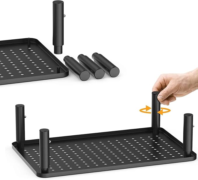 suptek Monitor Stand Riser for Computer,Laptop,Printer, Notebook and All Flat Screen Display with Vented Metal Platform,3 Height Adjustable Laptop Riser,2 Pack,Black(MST003-2) - Image 4