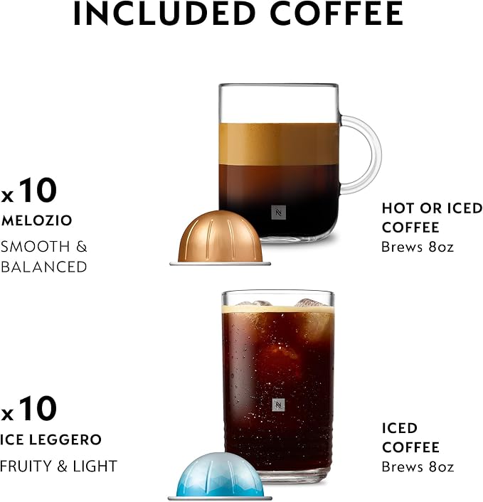 Nespresso Vertuo Pop+ Iced Coffee & Espresso Maker Bundle by De'Longhi | Iced Coffee Bundle by De'Longhi in Liquorice Black: 10 iced coffee pods, 10 Melozio pods and a travel tumbler included. - Image 4