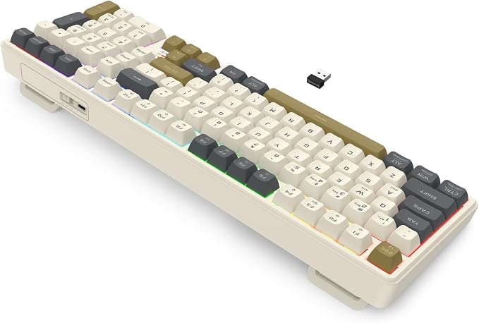 Redragon K528 Wireless Gaming Keyboard Bluetooth Computer Keyboards Creamy Cute with Number Pad RGB Backlit Tri-Mode BT/2.4GHz/USB-C, 4000mAh Battery for Win/MAC- Dusty Olive - Image 4