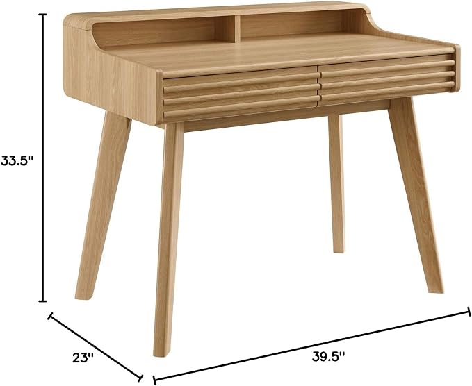 Modway Render Mid-Century Modern Office, Writing Desk, Oak - Image 3