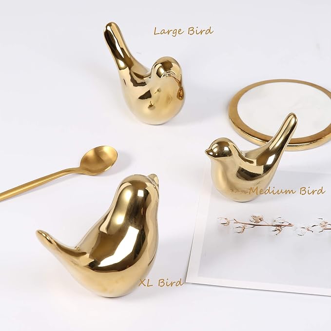 FANTESTICRYAN Small Birds Statues Gold Home Decor Modern Style Figurine Decorative Ornaments for Living Room, Bedroom, Office Desktop, Cabinets - Image 5
