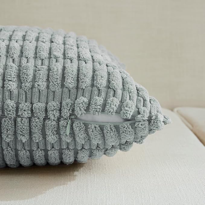 Fancy Homi 4 Packs Decorative Throw Pillow Covers for Living Room Couch Bed, Modern Farmhouse Boho Home Décor Accent Cushion Case, 14" x 14", Grey Blue - Image 3