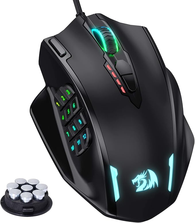 Redragon M908 Wired MMO RGB Gaming Mouse 12400 DPI Remapping Keys | Stable Lag-Free Connection, Redefine Keybinding Macro, Vibing Backlight, Ergonomic Grip Body Comfort by REDRAGON