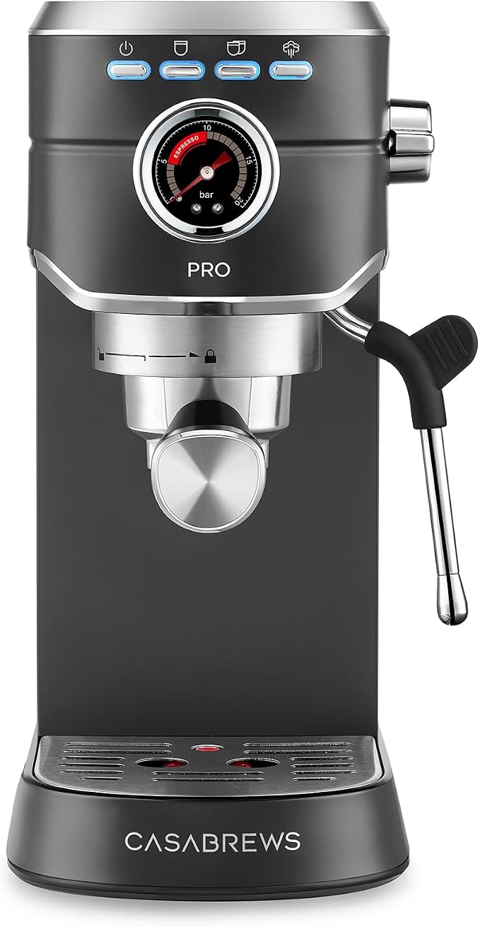 CASABREWS 5418 PRO Espresso Machine, Coffee Maker with Fast Heating System | Brew Ready in 5 seconds, Brews 2+ milk drinks in a row, 20-Bar Pump, Built-in Pressure Gauge, Pro Steam Wand for Lattes by CASABREWS