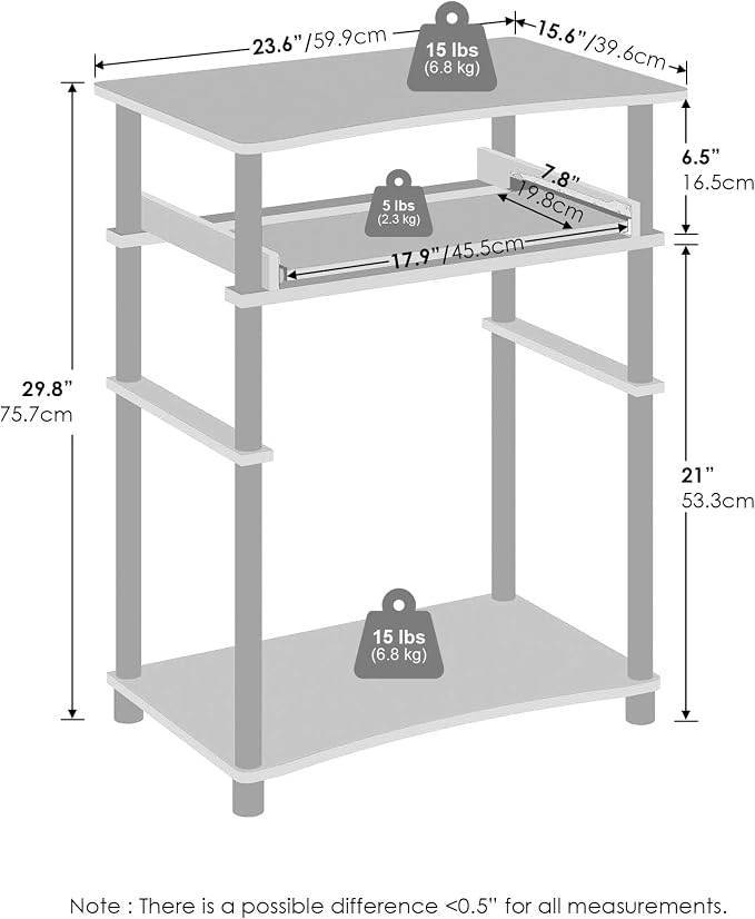 Furinno Home Desk, 23.6" Wide Gaming Desk with Keyboard Tray, Computer Desk, Office Writing Desk for Home Office, Bedroom, Black - Image 2