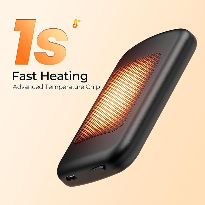 Hotdot AI Hand Warmers Rechargeable with Gift Box, 2 Pack Portable Electric Hand Warmer with LED Display Battery and Temperature, Fast Heating, for Men, Women, Hunting Camping Black - Image 6