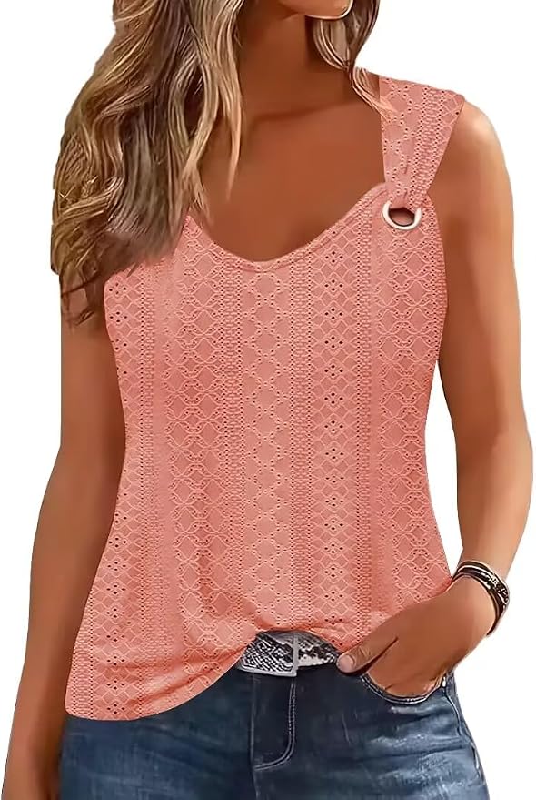 Disamer Womens Tank Tops 2026 Loose Fit Casual Summer Spaghetti Strap Trendy Spring Cute Lace Sleeveless T Shirts by Disamer