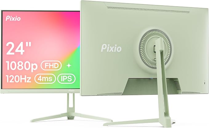 Pixio PX246 Wave Mint Green 24 inch 120Hz Refresh Rate FHD 1080p Resolution IPS Panel 4ms GTG Response Time Gaming Monitor with Adaptive Sync by Pixio