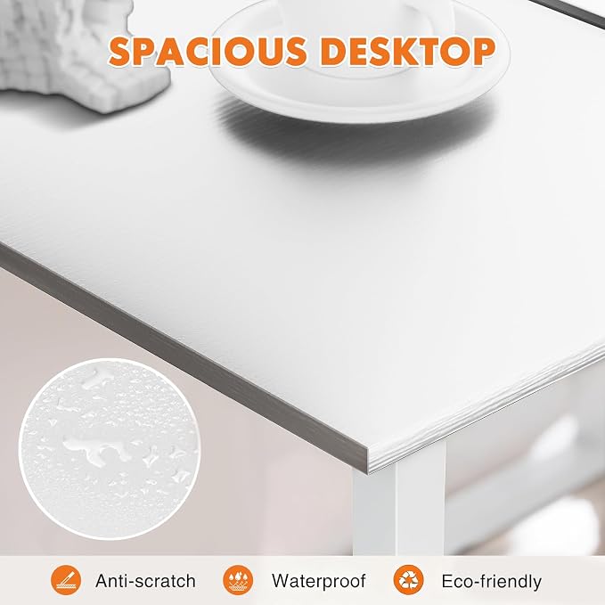 Sweetcrispy 32-Inch Small Computer Desk for Bedroom, White, 2 Pack | Gaming Writing Work and Study Desk for Home Office, Sturdy Metal Frame and Compact Modern Design with X-Shaped. - Image 5