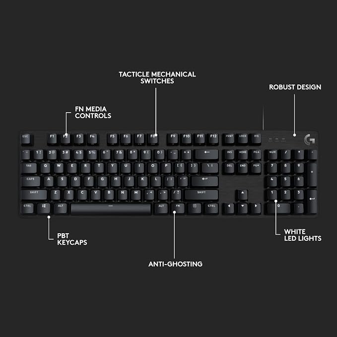 Logitech G413 SE Full-Size Mechanical Gaming Keyboard - Black | Backlit, anti-ghosting, compatible with Windows and macOS, aluminum material - Image 7
