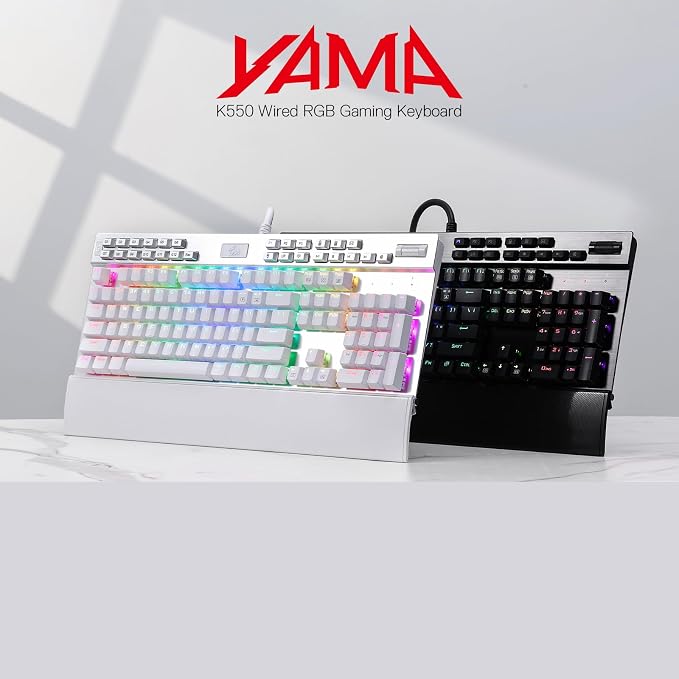 Redragon K550 RGB Gaming Keyboard, 104 Keys + 12 Macro G Keys Wired Mechanical Keyboard w/Aluminum Top Plate, Custom Clicky Purple Switch, Extra USB Port & Wrist Rest - Image 9