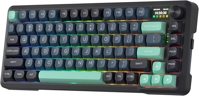 Redragon K724 PRO Wireless 81-Key Gasket Gaming Keyboard, TFT Screen & Knob | Easy-Control LED Info Display, 0-Delay Tri-Mode, Cushioned 5-Layer Noise Dampening for Creamy Thocky Sound, Compact 80% Size by REDRAGON
