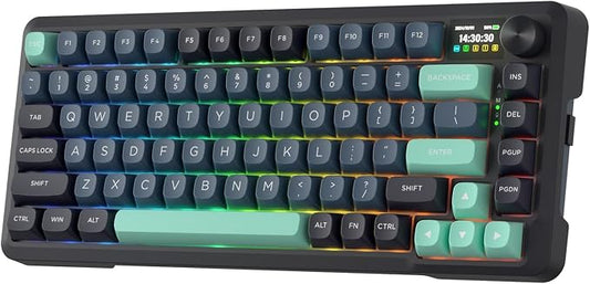 Redragon K724 PRO Wireless 81-Key Gasket Gaming Keyboard, TFT Screen & Knob | Easy-Control LED Info Display, 0-Delay Tri-Mode, Cushioned 5-Layer Noise Dampening for Creamy Thocky Sound, Compact 80% Size by REDRAGON
