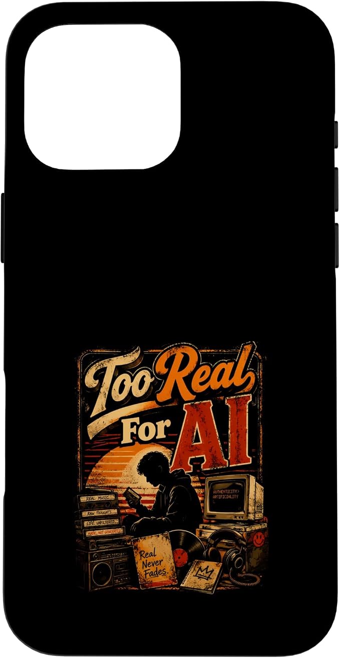 Too Real for AI - Authentic Music Lovers Case for iPhone 16 Pro Max by Unknown