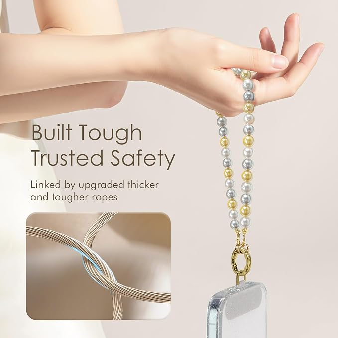 SURPHY Phone Charm, Handmade Beaded Phone Wrist Strap with Tether Tab | Phone Charm Strap, Phone Chain with Premium Metal Buckle, Wrist Strap Fits Cellphone Cases, Wallets, Bags, Keys - Image 3