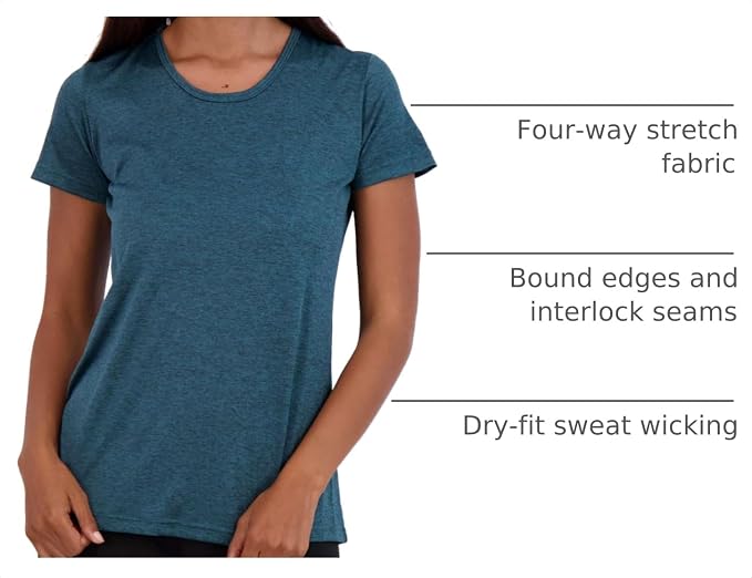 5 Pack Women's Dry Fit Short Sleeve Athletic Gym Workout Running Tops | Available in Plus Size, Exercise, Sports, Fitness, Quick Dry, Cooling, Moisture Wicking, Loose Basic Tees, Yoga, Pilates - Image 4