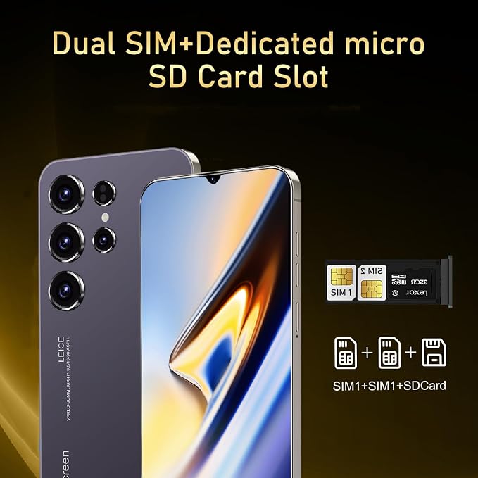 Unlock Phone, 4G Network Android Phone, 6.3-inch Screen, 2GB RAM+16GB ROM/TF 128GB, Dual SIM Cards, Dual Cameras, Suitable for Novice Users (Purple) - Image 2