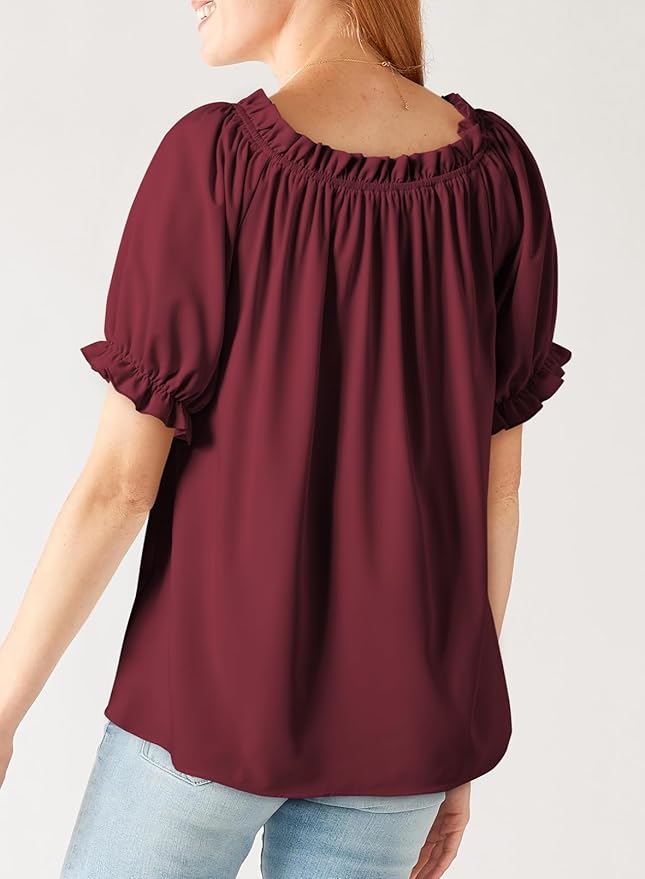 EVALESS Womens Tops Off The Shoulder Blouses for Women Dressy Casual Cute Puff Sleeve T Shirts Fashion 2026 - Image 3
