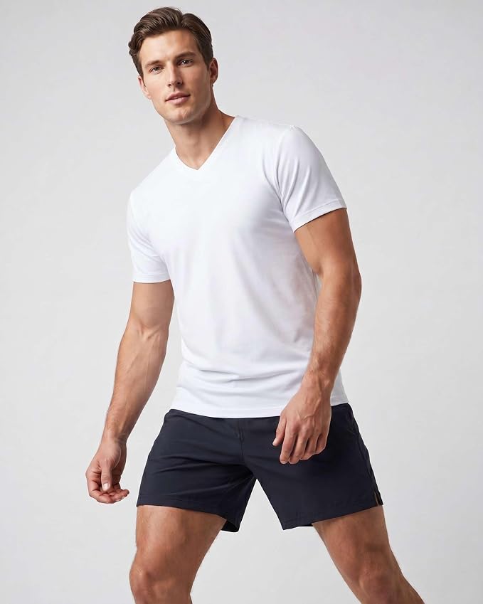 5 Pack Men's Dry Fit V Neck Gym Workout T Shirts Athletic Moisture Wicking | Cooling, Quick Dry, Breathable, Short Sleeve, Exercise, Cycling, Sports, Outdoor, Fitness, Golf, Crossfit, Hiking, Tennis - Image 2