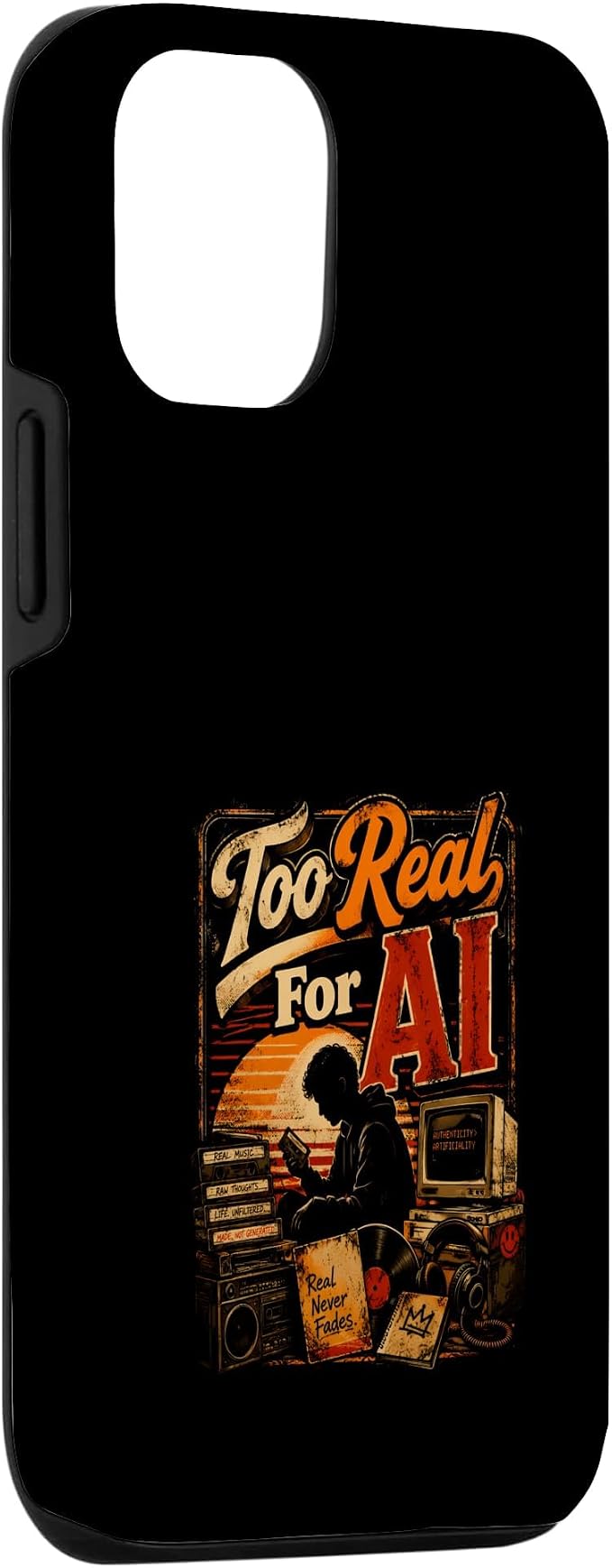 Too Real for AI - Authentic Music Lovers Case for iPhone 12/12 Pro - Image 3
