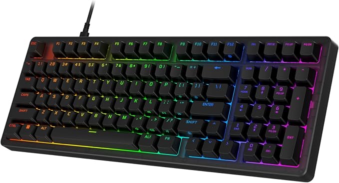 HyperX Eve 1800 – Gaming Keyboard, 1800 Form Factor,10 Zone Customizable RGB Lighting, Built-in Media Buttons, Membrane Switches, – Black - Image 3