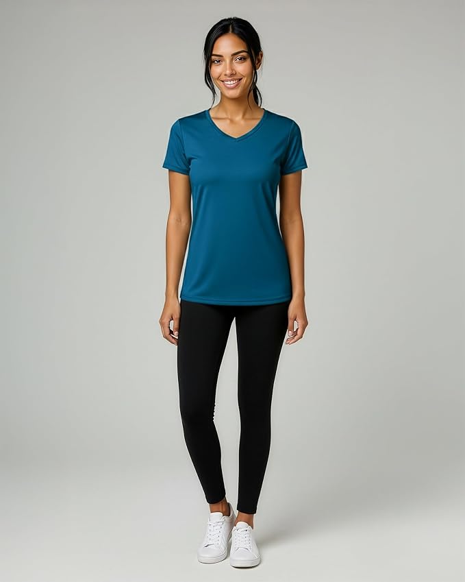 5 Pack Women's Dry Fit V Neck Workout Tops T Shirts Athletic Gym Yoga Tees | Available In Plus Size, Cooling Moisture-Wicking, Short Sleeve, Quick-Dry, Fitness, Stretch, Exercise, Running, Hiking - Image 7
