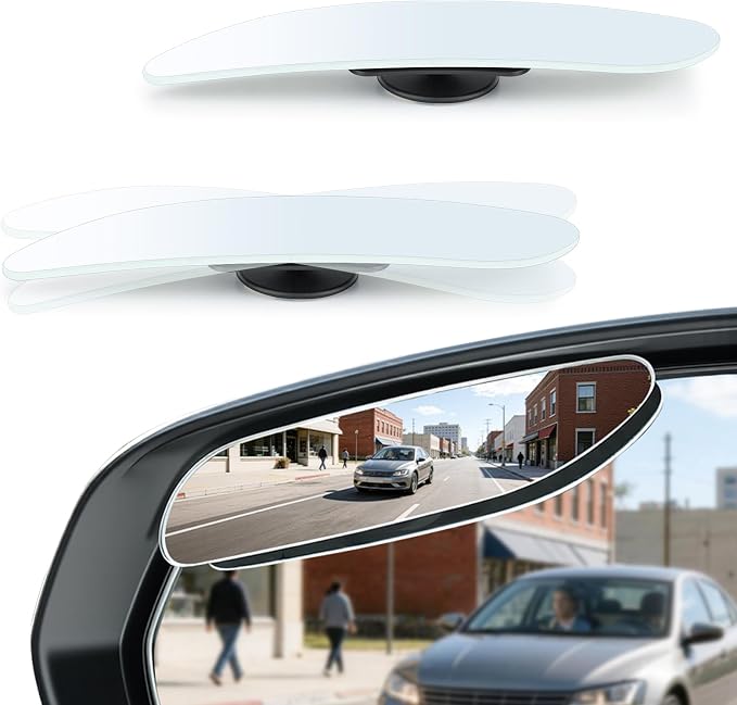 LivTee Long Blind Spot Mirror, Strip HD Glass Frameless Convex Rear View Mirrors Exterior Accessories with Wide Angle Adjustable Stick for Car SUV and Trucks, Pack of 2 by LivTee