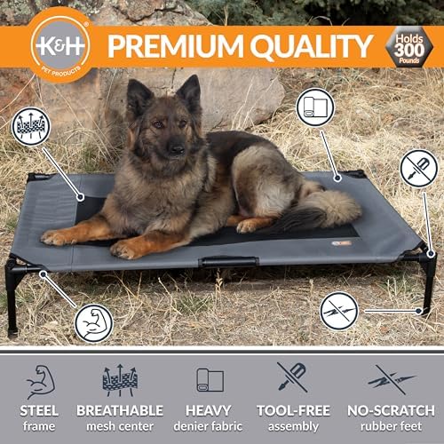 K&H Outdoor Elevated Dog Bed for Large & X-Large Pets, Charcoal, XL 50x32in - Image 2
