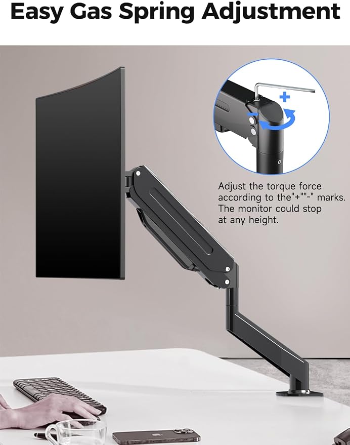 Suptek Single Monitor Mount,Adjustable Gas Spring Monitor Arm Desk Mount Stand Fits 17 20 22 23 24 26 27 32 33 35 36 inch,Holds up to 25 lbs, Black(MD9) - Image 5