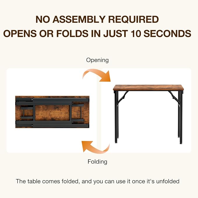 TEMI Small Computer Desk Folding Table - 35.8" Foldable Office Desk, No Assembly, Perfect for Small Spaces in Bedroom, Dorm, or Apartment, Portable Mini Desk or Study Table with Compact Design, Brown - Image 4