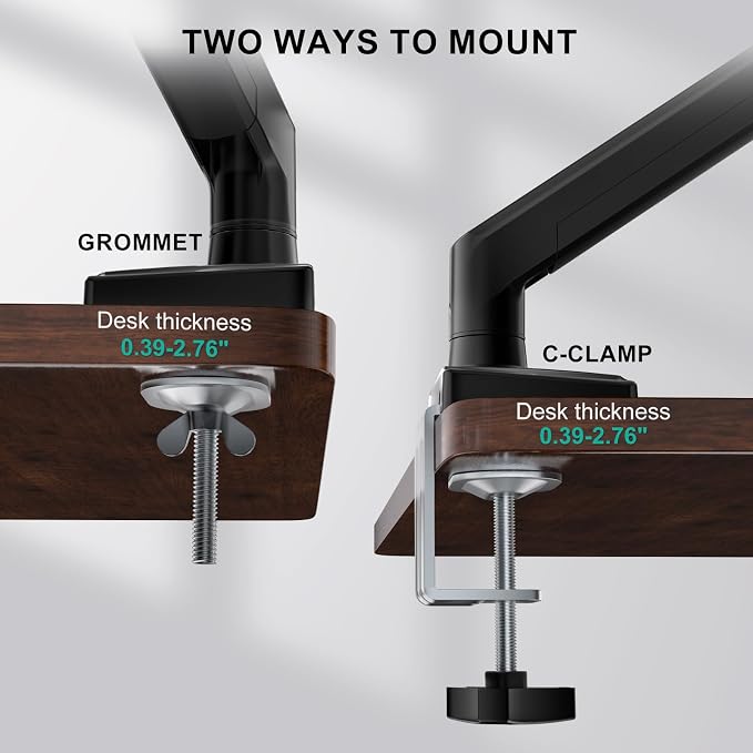 WALI Single Monitor Mount for 13-34 inch Screens, Adjustable Single Monitors Arm, Regular Screen up to 32 inch, 26.4lbs, Computer Monitor Stand for Desk, VESA 75/100mm (GSMP001N), Black - Image 8