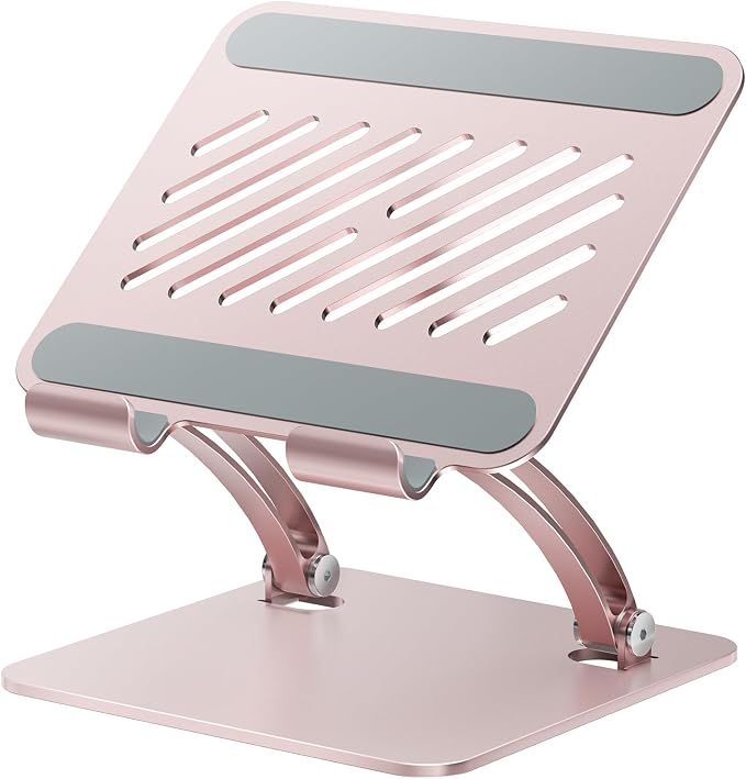 tounee Tablet Holder Stand, Dual Rod Adjustable Aluminum Desktop Stand, Compatible with 4.7-16.9" iPads, Surface Tablets, Portable Monitor, Kindle and More (Rose Gold) by tounee