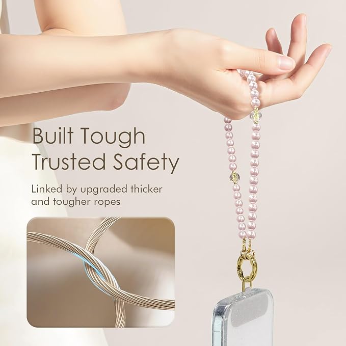 SURPHY Phone Charm, Handmade Beaded Phone Wrist Strap with Tether Tab | Phone Charm Strap, Phone Chain with Premium Metal Buckle, Wrist Strap Fits Cellphone Cases, Wallets, Bags, Keys - Image 3