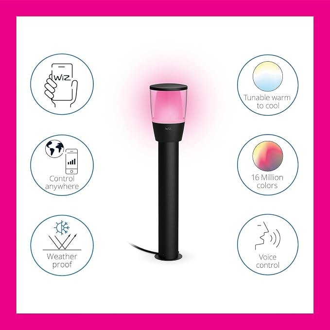 Wiz Wi-Fi LED Smart Color Changing Elpas Bollard Path Light Extension - Pack of 1 - Outdoor - Weatherproof - Control with Wiz Connected App - Works with Google Home, Alexa and Siri Shortcuts - Image 5