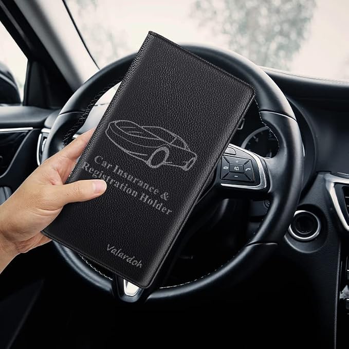 Valardoh Premium Car Registration and Insurance Card Holder, Car Document Holder for Cards, Driver License & other Essential Documents (Black) - Image 6