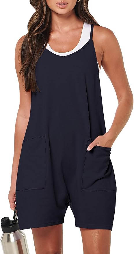 ANRABESS Womens Rompers Summer Casual Loose Sleeveless Overalls Spaghetti Strap Shorts Jumpsuit 2026 Beach Vacation Clothes by ANRABESS