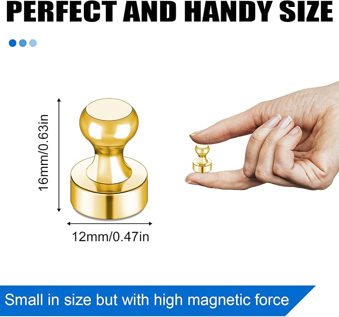 LOVIMAG Fridge Magnets 16Pcs, Magnet for Refrigerator Whiteboard, Gold | Small Strong Neodymium Metal Cute Push Pin for Classroom, Kitchen, Accessories Decorative, Office, Calendar - Image 2