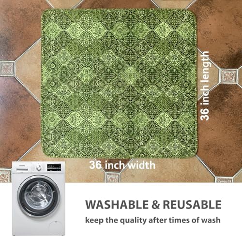 nunubaby Washable Pee Pads for Dogs, Stylish, Non-Slip and Leak-Proof Pee Pads. Reusable Potty Pads for Dogs for Crates and Floors.(Green/Multi,36" x36" ) - Image 4