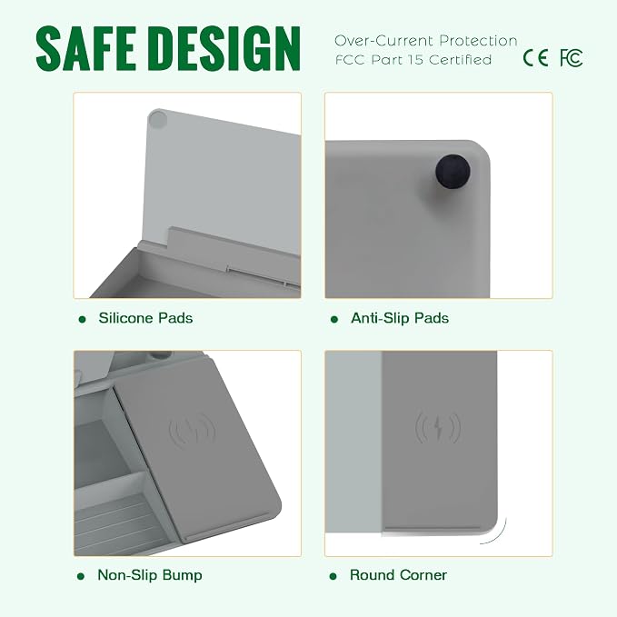 SELEAD Desktop Glass Whiteboard with Wireless Charger Station, Dry Erase White Board Computer Pad Keyboard Stand with Organizer for Home, School, Office Desk Accessories, Gray - Image 4